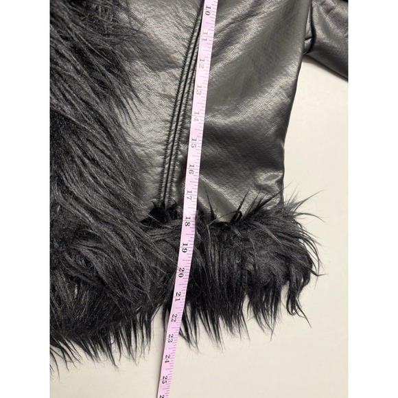 I.AM.GIA black faux leather faux fur trim jacket. Sz L - Picture 7 of 15